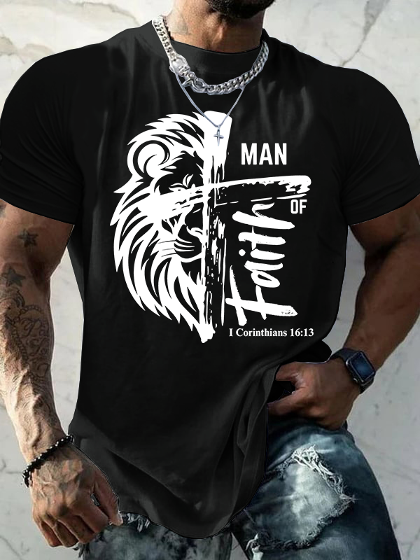 Man Of Faith Jesus God Christian Cotton T-Shirt