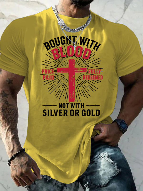 Bought with Blood Jesus God Christian Cotton T-Shirt