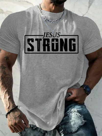 Jesus Strong Jesus God Christian Cotton T-Shirt