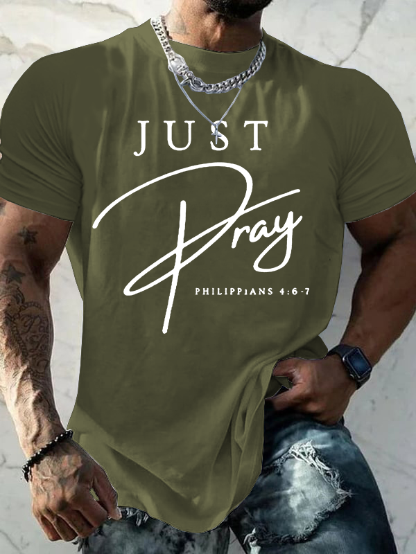 Just Pray Jesus God Christian Cotton T-Shirt