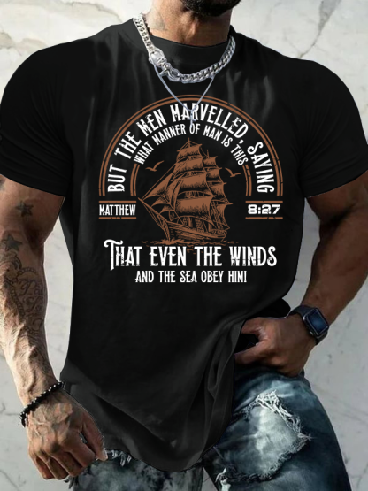 But The Men Marvelled - Matthew 8:27 Jesus God Christian Cotton T-Shirt