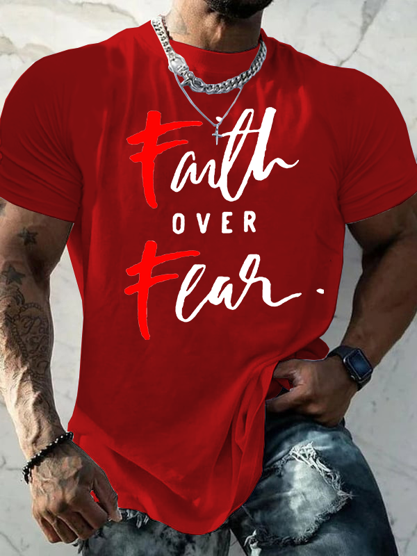 Faith Over Fear Cross Christian Cotton T-Shirt