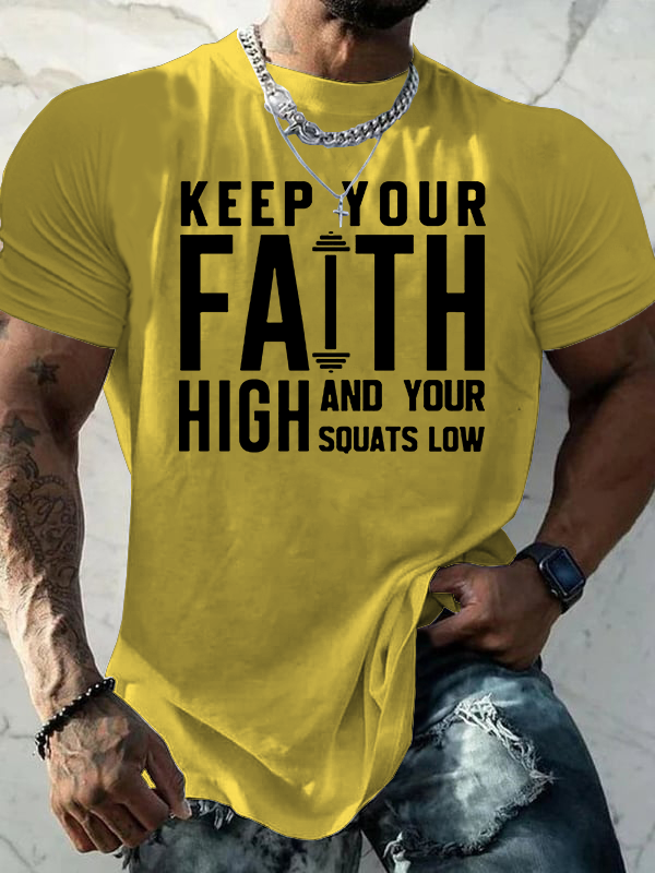 Keep Your Faith High Jesus God Christian Cotton T-Shirt
