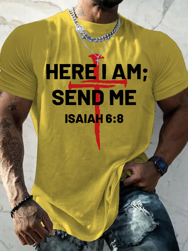 Here I Am Send Me Jesus God Christian Cotton T-Shirt