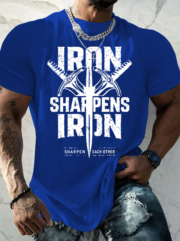 Iron Sharpens Iron Jesus God Christian Cotton T-Shirt