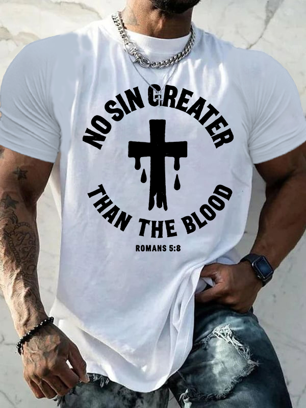 No Sin Greater Than The Blood Jesus God Christian Cotton T-Shirt
