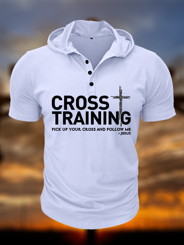 Cross Training Christian Hooded Henley T Shirt