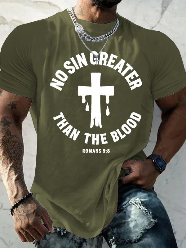 No Sin Greater Than The Blood Jesus God Christian Cotton T-Shirt
