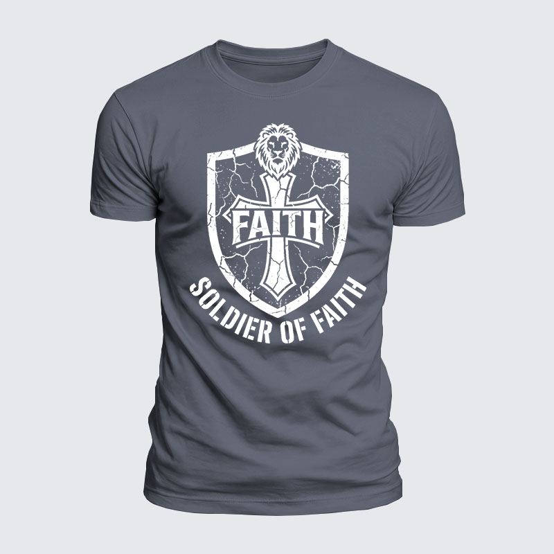 Soldier Of Faith Jesus God Christian  – Luxe Mercerized Interlock Cotton Tee