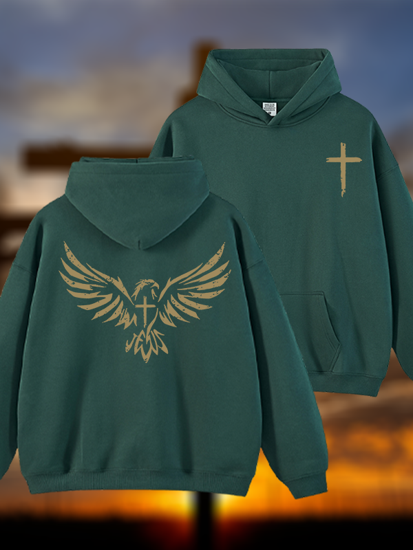 Wings Like Eagles Jesus God Christian Plush Fleece-Lined Hoodie