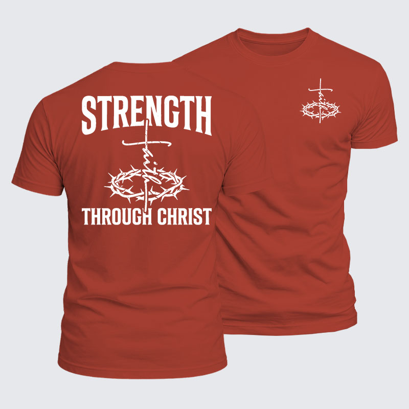 Strength Through Christ Jesus God Christian  – Luxe Mercerized Interlock Cotton Tee