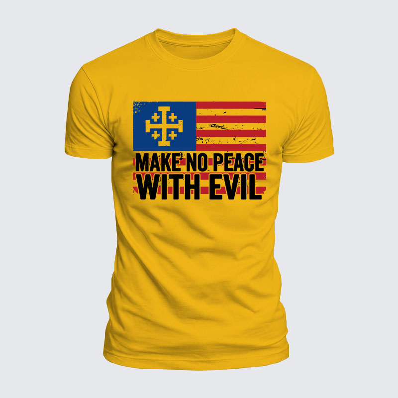 Luxe Mercerized Cotton Tee - Make No Peace with Evil Jerusalem Cross United States Flag 
