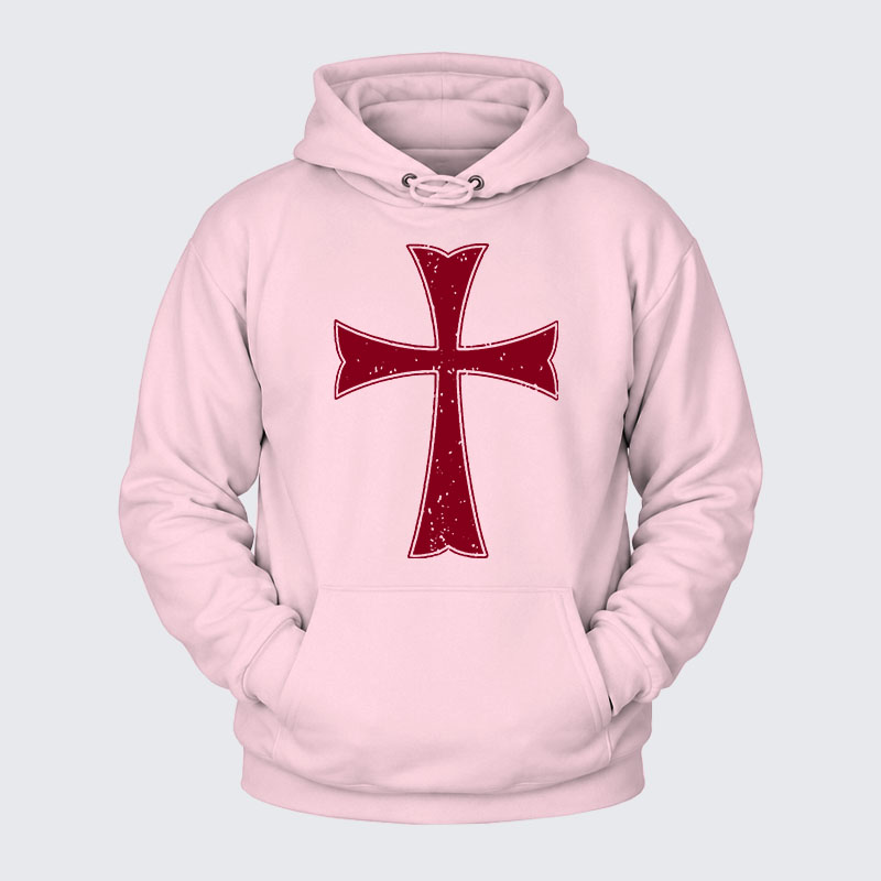 Plush Fleece-Lined Hoodie - Knights Templar Crusader Cross