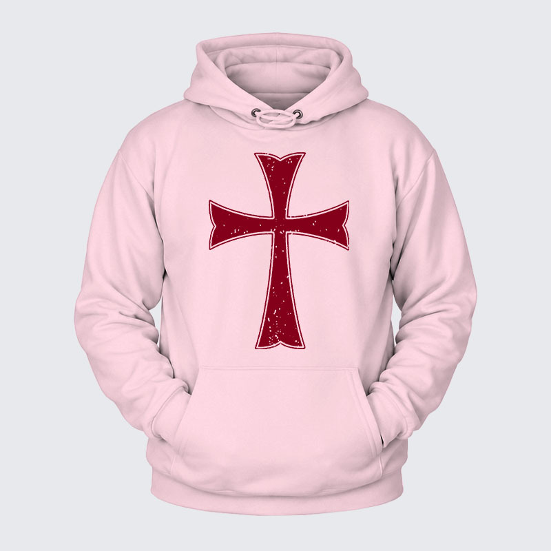 Plush Fleece-Lined Hoodie - Knights Templar Crusader Cross
