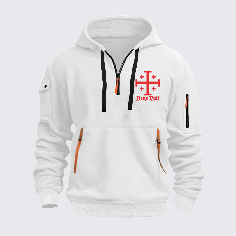 Zipper Hoodies - Jerusalem Cross Deus Vult