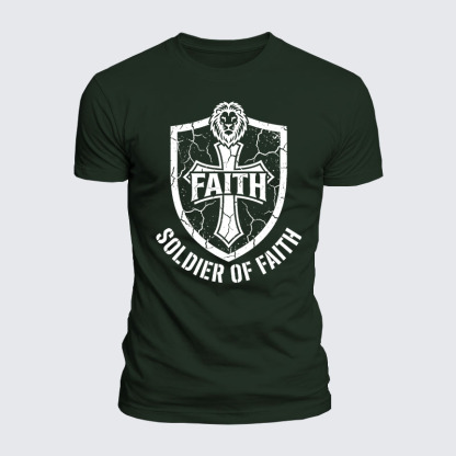 Soldier Of Faith Jesus God Christian  – Luxe Mercerized Interlock Cotton Tee