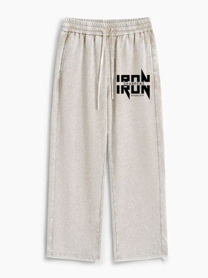 IRON SHARPENS IRON Proverbs 27:17 Jesus God Christian Washed Sweatpants
