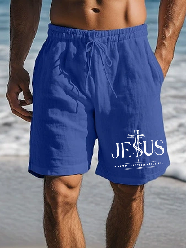 Men's Jesus The Way The Truth The Life Christian Beach Shorts