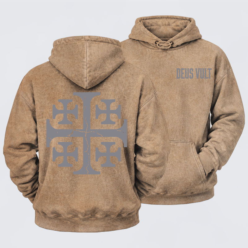 Washed Hoodie - Deus Vult