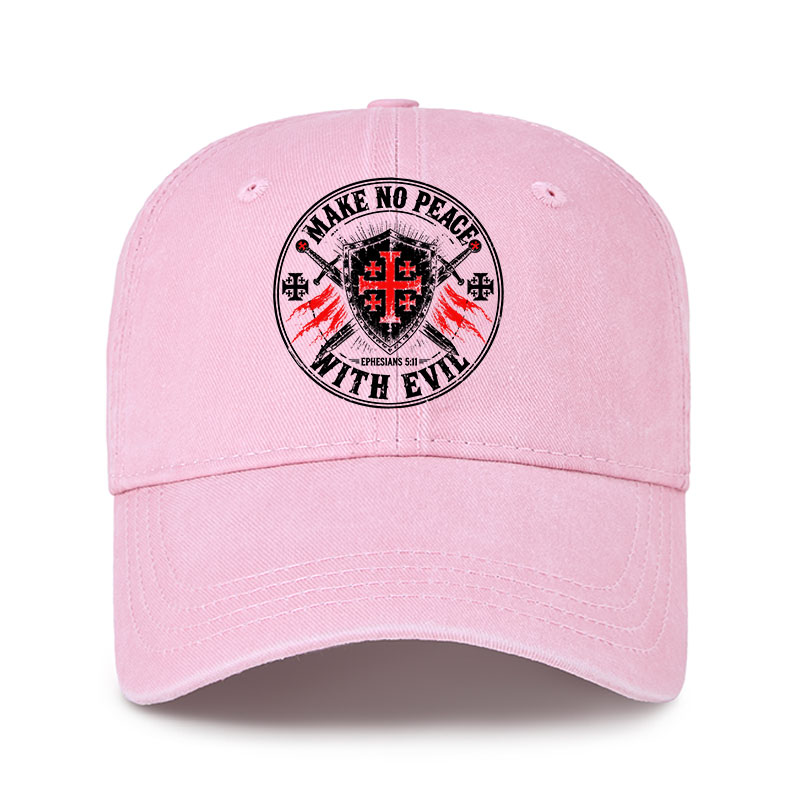 Heritage Washed Cap - Make No Peace with Evil Knight Templar Jerusalem Cross