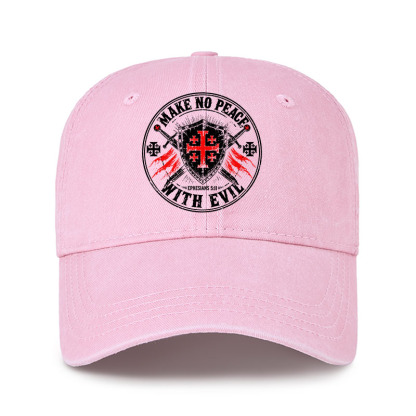 Heritage Washed Cap - Make No Peace with Evil Knight Templar Jerusalem Cross
