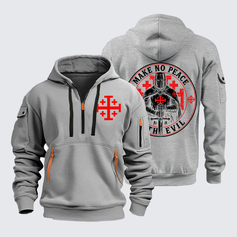 Zipper Hoodies - Make No Peace with Evil Knight Templar Jerusalem Cross