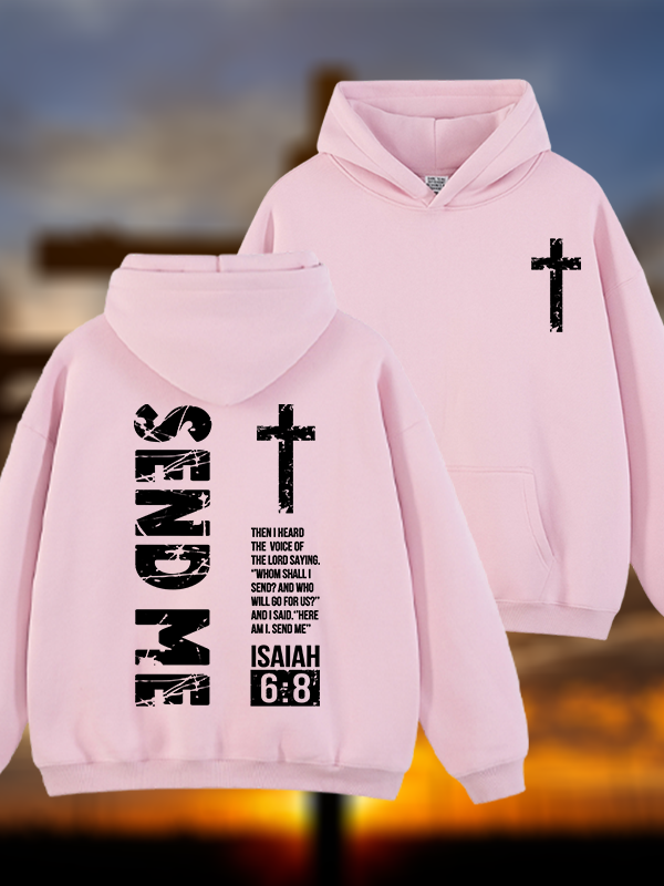 Send Me Isaiah 6:8 Jesus God Christian Plush Fleece-Lined Hoodie