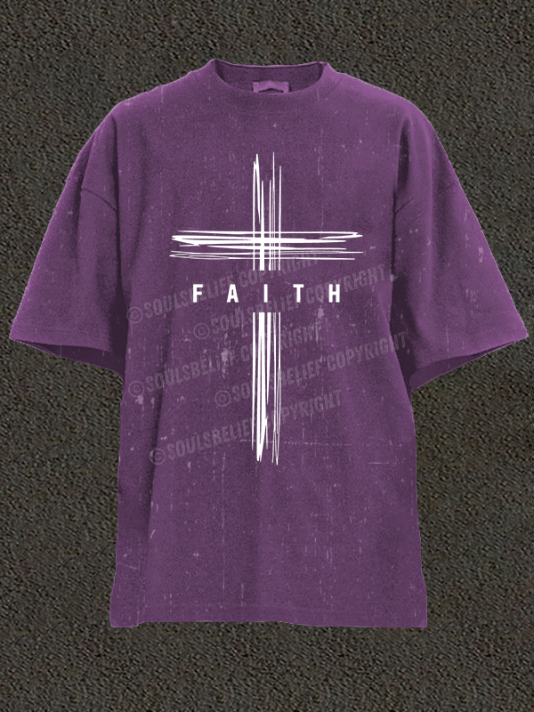 Faith Cross Christian Washed T-Shirt