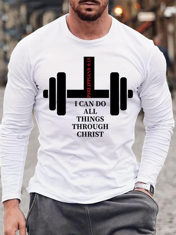 Fitness Philippians 4 : 13 Jesus God Christian Cotton Long Sleeve T-Shirt