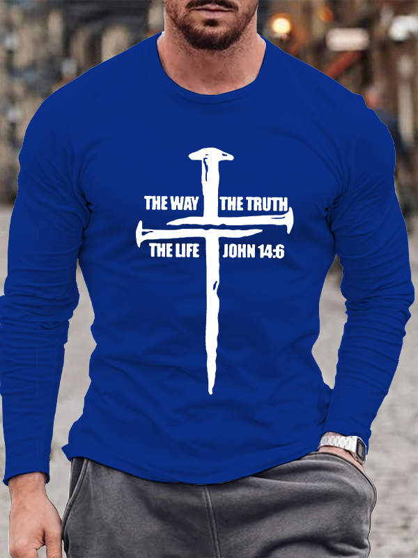 Men's  faith God'S Strong Hand Is Over My Life Long Sleeve T-Shirt