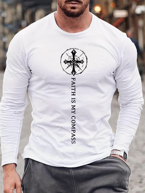 Faith Is My Compass  Jesus God Christian Cotton Long Sleeve T-Shirt