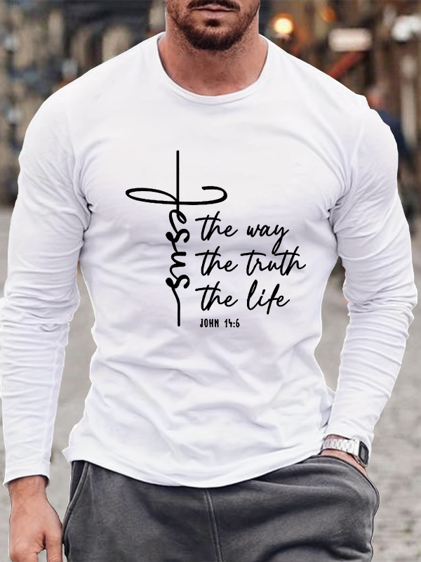 Jesus The Way Truth Life  Jesus God Christian Cotton Long Sleeve T-Shirt