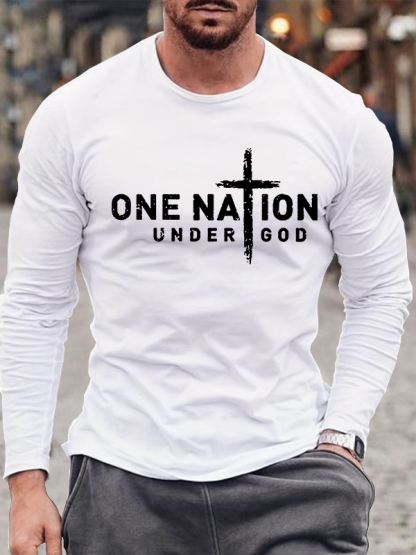 One Nation Under God Cross Jesus God Christian Cotton Long Sleeve T-Shirt