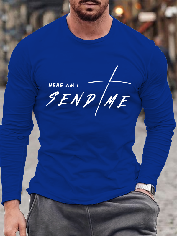"Here Am I, Send Me" Jesus God Christian Cotton Long Sleeve T-Shirt
