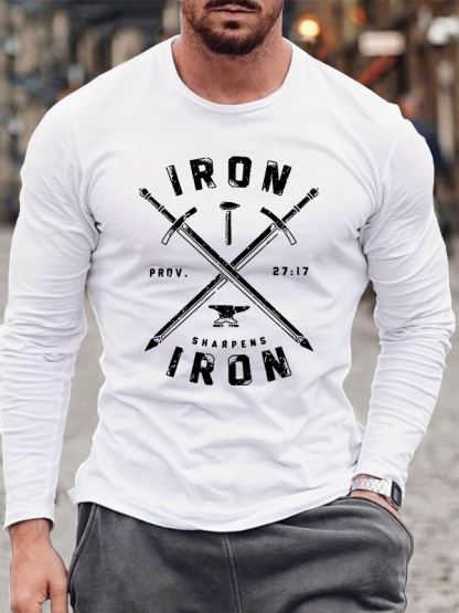 Iron Sharpens Iron Jesus God Christian Cotton Long Sleeve T-Shirt
