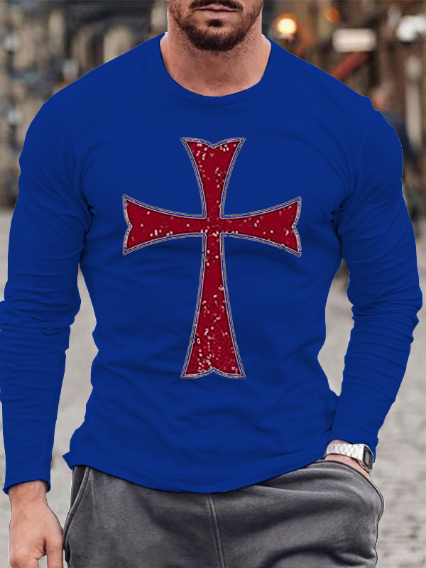 Knights Templar Crusader Cross Jesus God Christian Cotton Long Sleeve T-Shirt