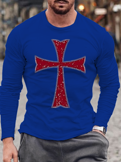Knights Templar Crusader Cross Jesus God Christian Cotton Long Sleeve T-Shirt