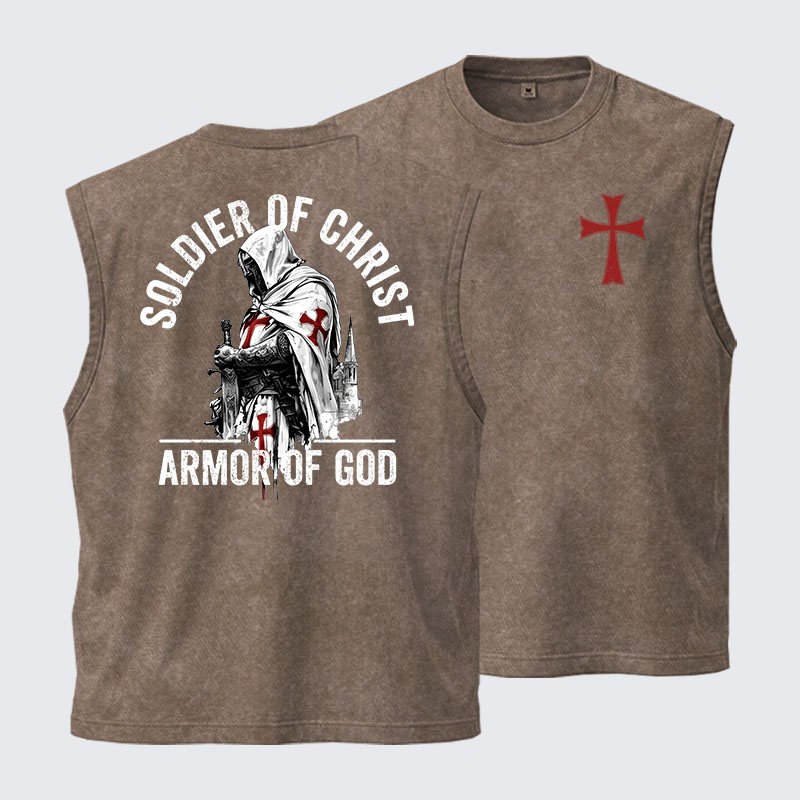 Washed Tank Top -  Soldier of Christ Armor Of God Crusader Spirit