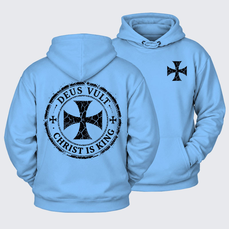 Plush Fleece-Lined Hoodie - Deus Vult Christ Is King