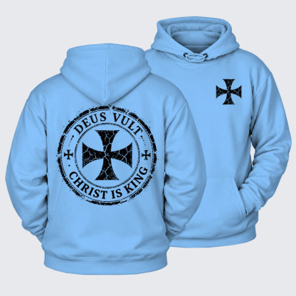 Plush Fleece-Lined Hoodie - Deus Vult Christ Is King