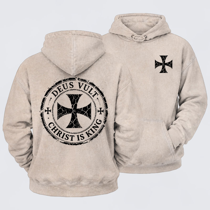 Washed Hoodie - Deus Vult Christ Is King