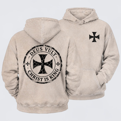 Washed Hoodie - Deus Vult Christ Is King