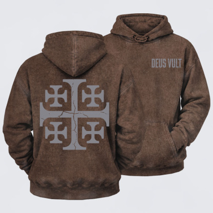 Washed Hoodie - Deus Vult