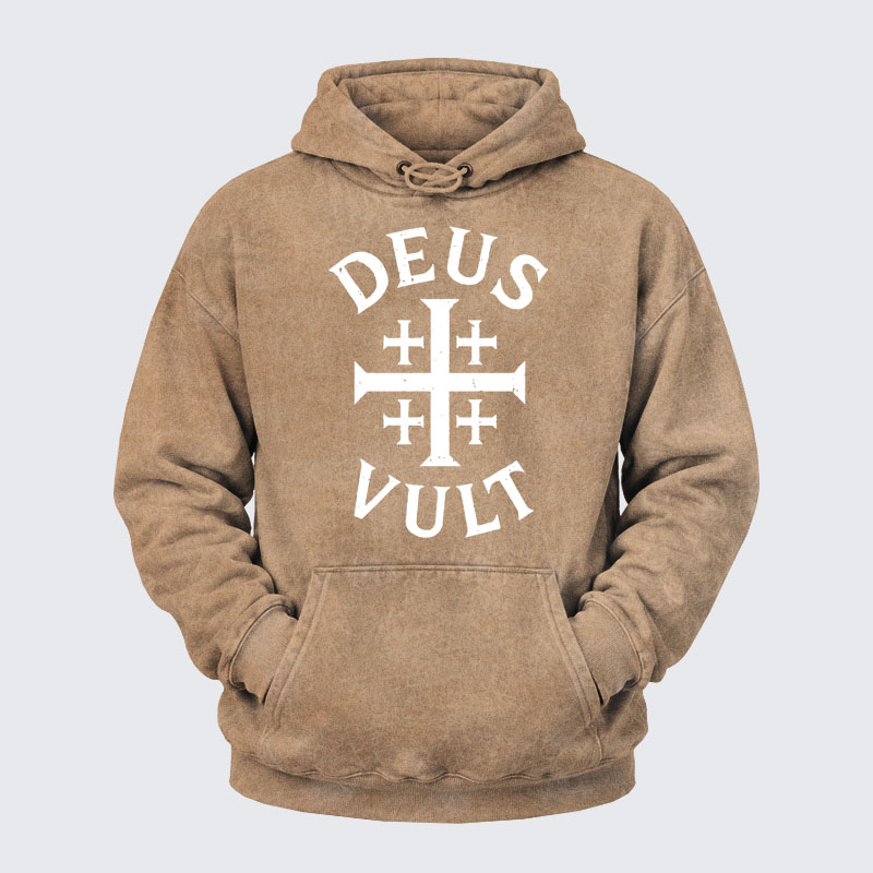 Washed Hoodie - Deus Vult