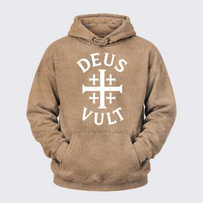 Washed Hoodie - Deus Vult