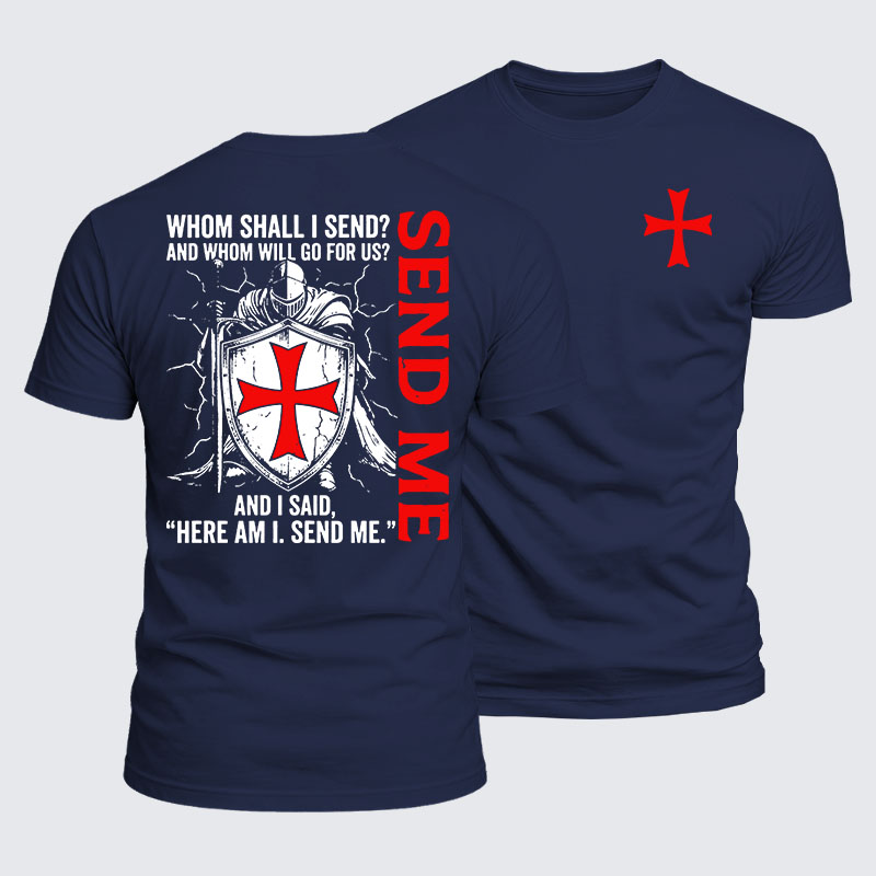 Luxe Mercerized Cotton Tee -  Here I Am Send Me Isaiah 6:8 Knight Templar Crusader