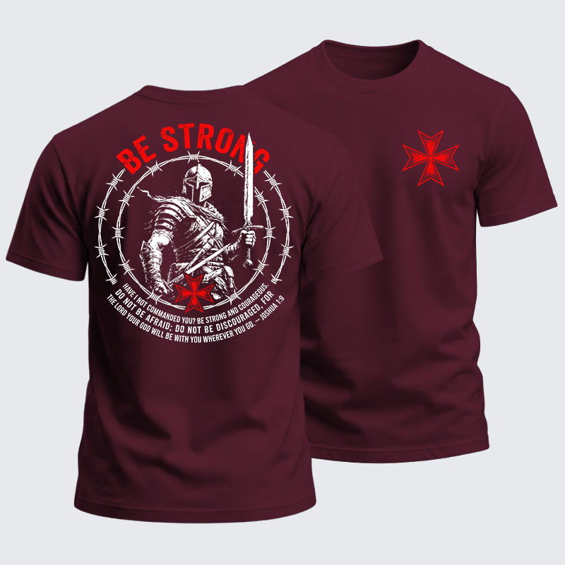 Heavyweight Cotton Tee - Be Strong And Courageous Joshua 1:9