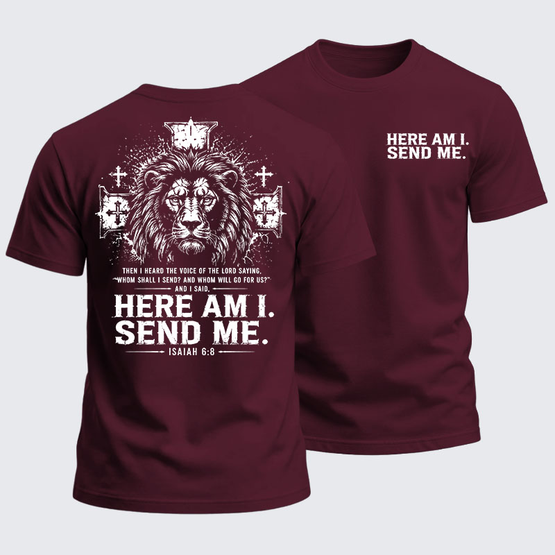 Heavyweight Cotton Tee - Here I Am Send Me Isaiah 6:8