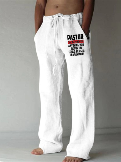Men's Pastor Warning Anything You Say Or Do Could Be Used In A Sermon Christian Beach Pants