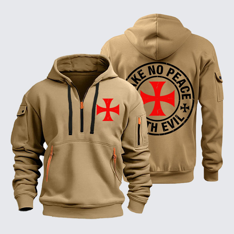 Zipper Hoodies - Make No Peace with Evil Knight Templar Cross